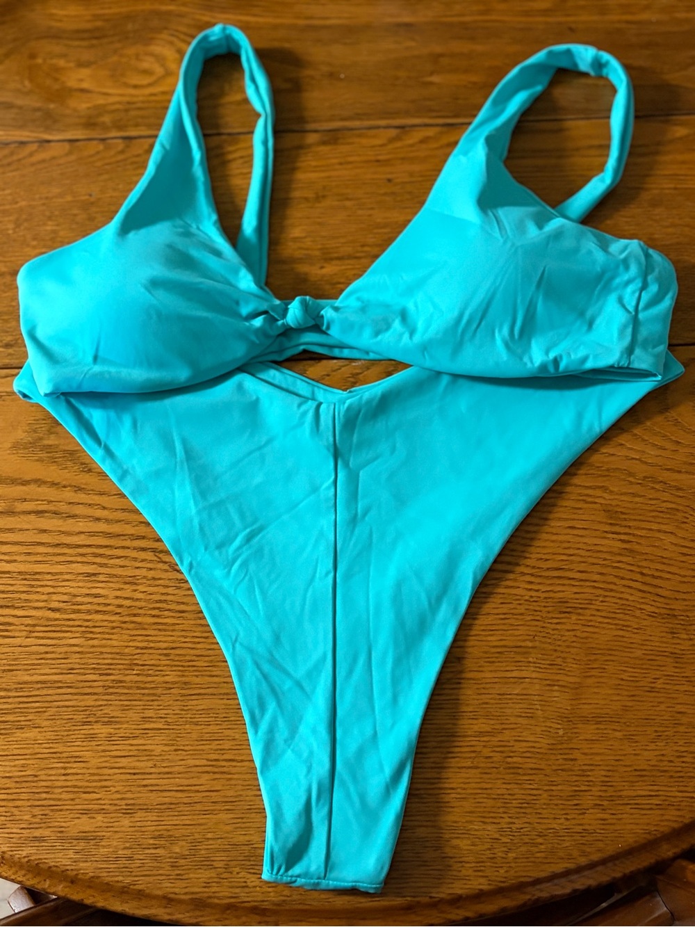 Women’s Turquoise High-Leg cheeky Bikini Set - size large